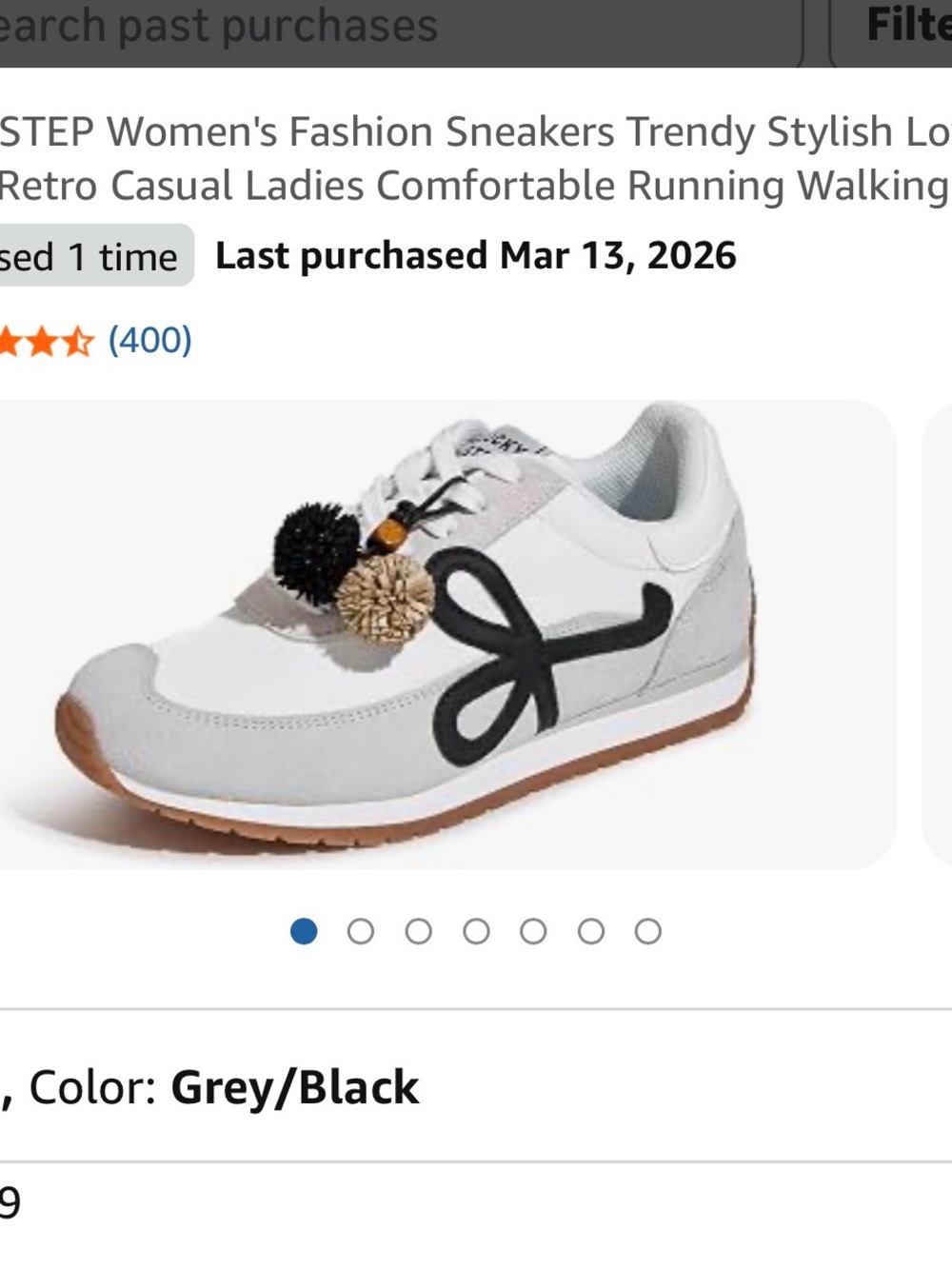 Women’s White Lace-Up Sneakers with Black Loop Accent. Worn once. Sz8 - Picture 8 of 8